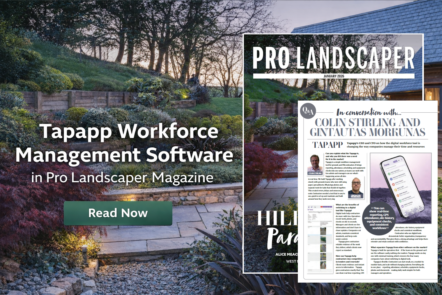 Tapapp workforce management software dashboard for contractors